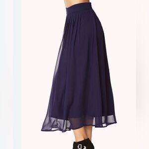 Forever 21 Deep Blue Midi Skirt Size Small